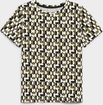 Contemporaine Womens Patterned flowy crew-neck T-shirt