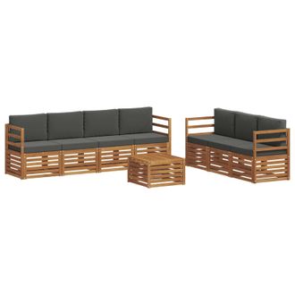 vidaXL Juegos De Sof&aacute;s Con Coj&iacute;n 8 Pcs Natural Y Antracita Vidaxl