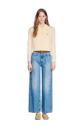 Sandro Shirt-collar cardigan in Vanilla at Nordstrom, Size X-Small