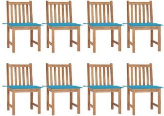 vidaXL Sillas De Jard&iacute;n 8 Unidades Madera De Teca Con Cojines Vidaxl