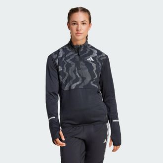 adidas adidas Performance Womens Ultimate Hi Vis Reflective 1/2-Zip Top - Black - Size X-Small
