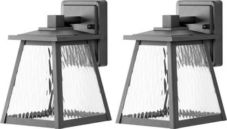 Beliani Conjunto De 2 L&aacute;mparas Led De Pared Exterior De Metal Estilo Tradicional Puerta Principal Porche Negro Siret