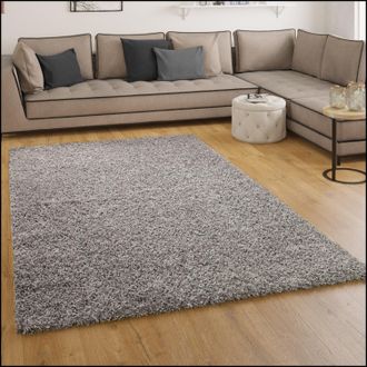 Paco Home Paco Home - Alfombra Sky Lisa De Pelo Alto Largo Estilo Shaggy En Gris 120x170 Cm