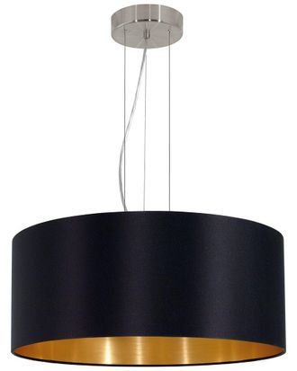 Eglo Eglo Maserlo 3 Light Pendant With Satin Nickel Finish & Black & Gold Shade