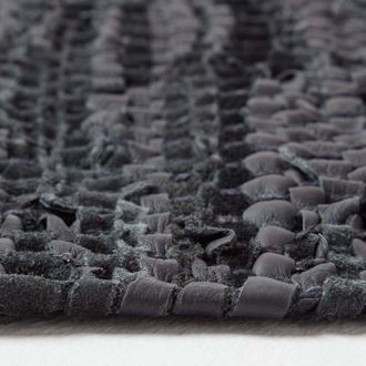 Homescapes Homescapes - Denver Leather Woven Rug Black, 150 x 240 cm