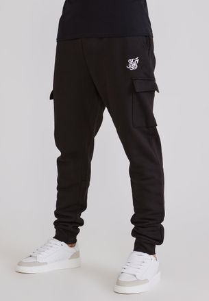 Siksilk Hombres Negro Essentials Cargo Joggers XL