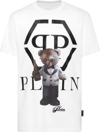 Philipp Plein T-shirt met ronde hals Teddybeer - Heren - T-shirts - Wit - S - Katoen - Tops