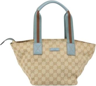 Gucci Pre-owned Tote Bags, female, Beige, Size: ONE SIZE Pre-owned Canvas Tote Bag