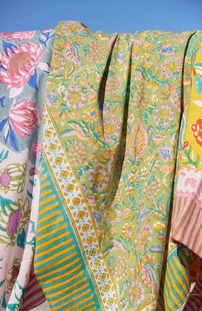 Hat Attack Printed Cotton Picnic Throw in Green Multi at Nordstrom