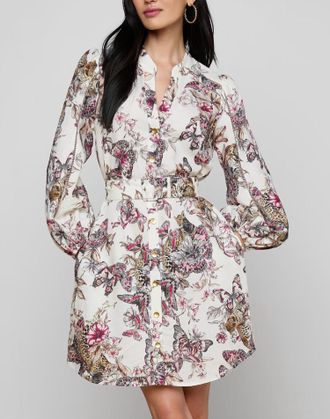 L'agence Kiersten Long Sleeve Dress In White Multi