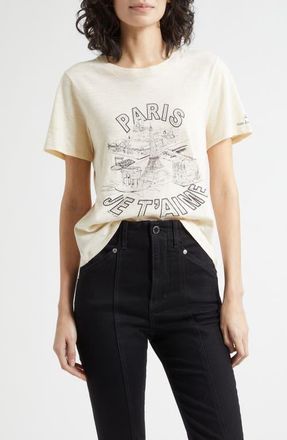 Cinq &agrave; Sept Rhinestone Paris Graphic T-Shirt in Gardenia/Black at Nordstrom, Size Small
