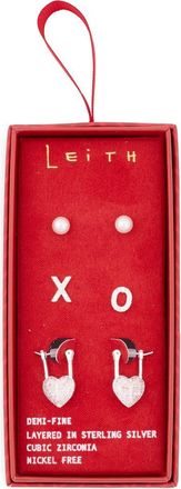 Leith 3-Pack Assorted Valentines Day Earrings in Pink- Silver at Nordstrom Rack