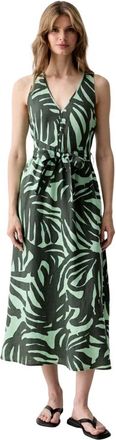 Benetton Jurk van puur linnen met print - Dames - Jurken - Veelkleurig - Maat: XS Linnen