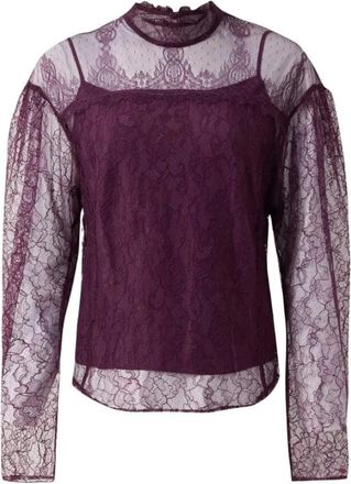 Twinset Viscose Blouse met Franjes - Dames - Blouses - Paars - M - Overhemden
