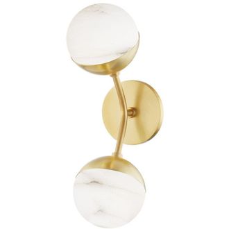 Hudson Valley Lighting Saratoga Aplique De Pared 2 Luces Lat&oacute;n, Alabastro Espa&ntilde;ol, 2700k