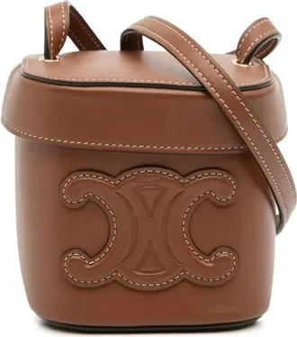 Celine Borsa a tracolla Triomphe Box piccola in pelle di vitello 2022 - Marrone