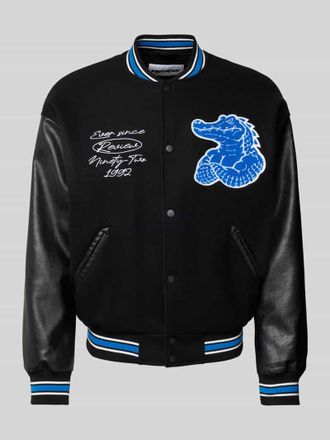 Review Collegejacke mit Label-Stitching in Black, Gr&ouml;&szlig;e M