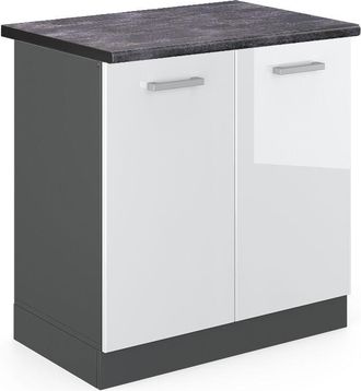 Vicco Mobile lavello cucina R-Line, Bianco lucido, 80 cm, pl Antracite