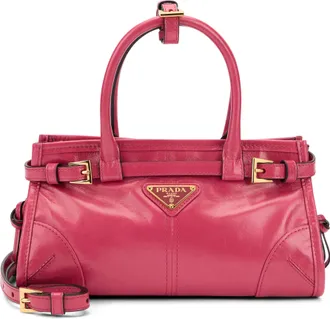 Prada Womens Mini Calfskin Bag Bonnie Peony Calf Leather Handbags Hand