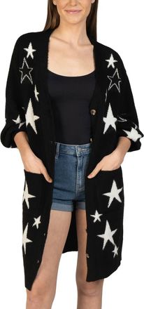 Love Token Star Knitted Cardigan In Black