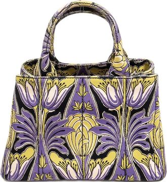 Prada Borsa tote Floral Canapa piccola - Viola