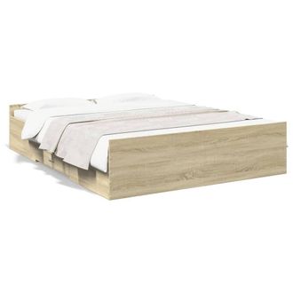 Berkfield Home Bed Frame with Drawers without Mattress Sonoma Oak 140x200 cm in Tan