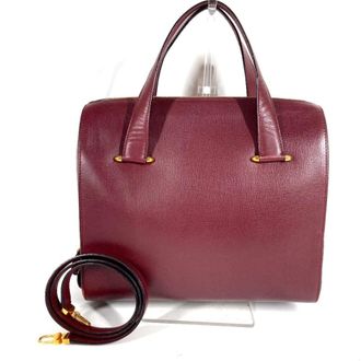 Cartier Wine Red Leather Handbag Tote Bag (Pre-Owned)