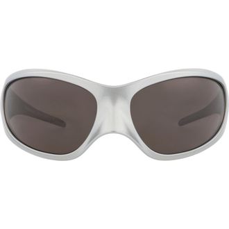Balenciaga 80mm Wraparound Sunglasses in Silver Silver Grey at Nordstrom Rack