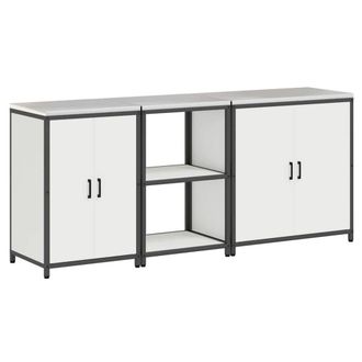 Berkfield Home with Shelf Other with Storage with Door 3 pcs White Cold-rolled steel