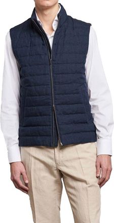 Herno Mens Blue Linen Sleeveless Jacket Clothing
