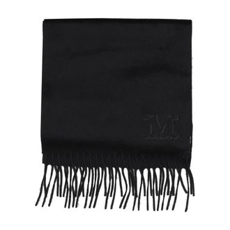 Max Mara Winter Scarves, female, Black, Size: ONE SIZE Black Cashmere Scarf with Monogram M
