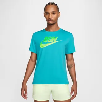 Nike Mens Miler Run Energy Dri-FIT Short-Sleeve Running Top in Green | HJ3564-345