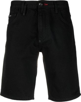 Philipp Plein straight-leg denim shorts - men - Cotton/Polyester/Cotton - 30 - Black