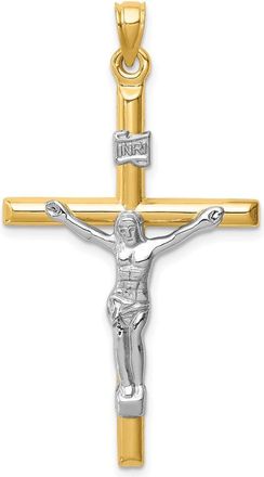 Diamond2Deal 14k Two-tone Gold Hollow Crucifix Pendant