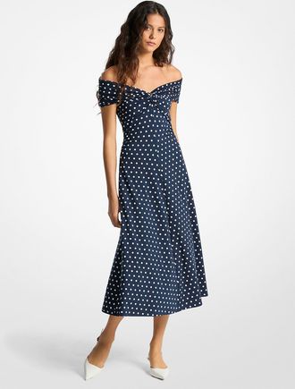 Michael Kors Polka Dot Stretch Matte-Jersey Dress
