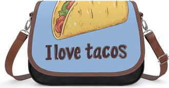 Generic I Love Tacos-food Womens Crossbody Bag Fashion Shoulder Handbags Message Tote Bag with Adjustable Strap