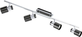 Loops Flush Ceiling 4 Spot Lights Track Back Plate & Shade Nickel Black Bulb GU10 4x5W