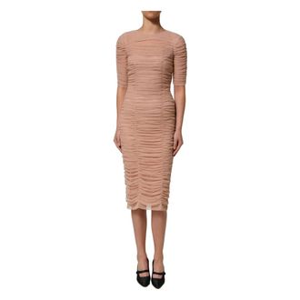 Dolce & Gabbana Party Dresses, female, Beige, Size: XS Sheath Midi Dress