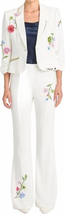 Cinq &agrave; Sept Floral Vine Le Petit Khloe Blazer In Ivory/multi