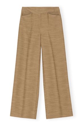 Ganni Brown Slub Linen Mid Waist Pants - Size Petite LENZING&acirc;&cent; ECOVERO&acirc;&cent;