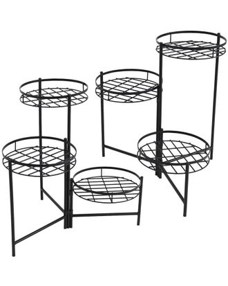 Sunnydaze Black Three Tiered Indoor Outdoor Flower Plant Stand 22In