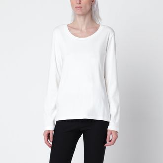 The Row Kalto Off White Cotton Jersey Long-Sleeved T-Shirt
