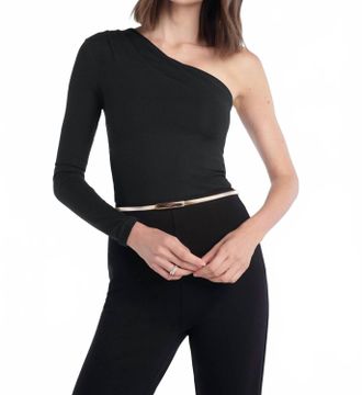 Favorite Daughter Edgy One-Shoulder Top In Black