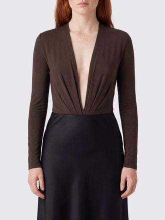 Andamane Deep V-Neck Stretch-Viscose Bodysuit with Long Sleeves