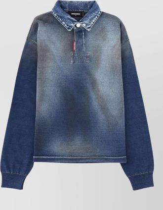 Dsquared2 polo knit shirt denim collar effect