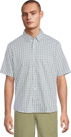L.L.Bean Comfort Stretch Performance Shirt, Short Sleeve, Slightly Fitted, Plaid Mens Jacket Sea Salt : LG, Cotton/Elastane/Polyester