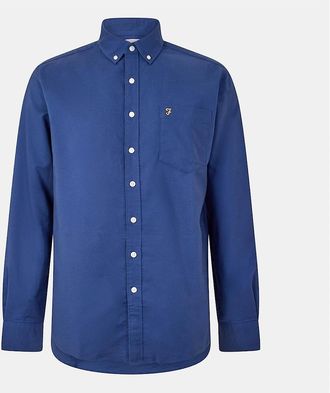 Farah Mens Boxworth Regular Fit Long Sleeve Shirt - Blue - Size: 38/Regular