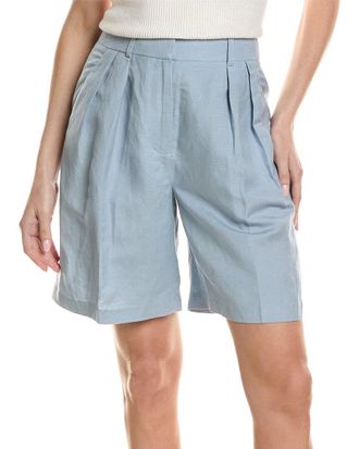 Kenneth Cole High-Rise Pleated Linen-Blend Short