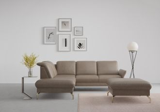 Sit&more Ecksofa »Fashion L-Form« wahlweise mit Kopfteilverstellung, Vorziehsitz, motorisch, Nickelfüsse