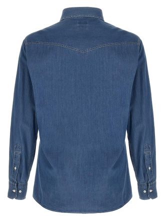 Brunello Cucinelli Mens Blue Cotton Blouse